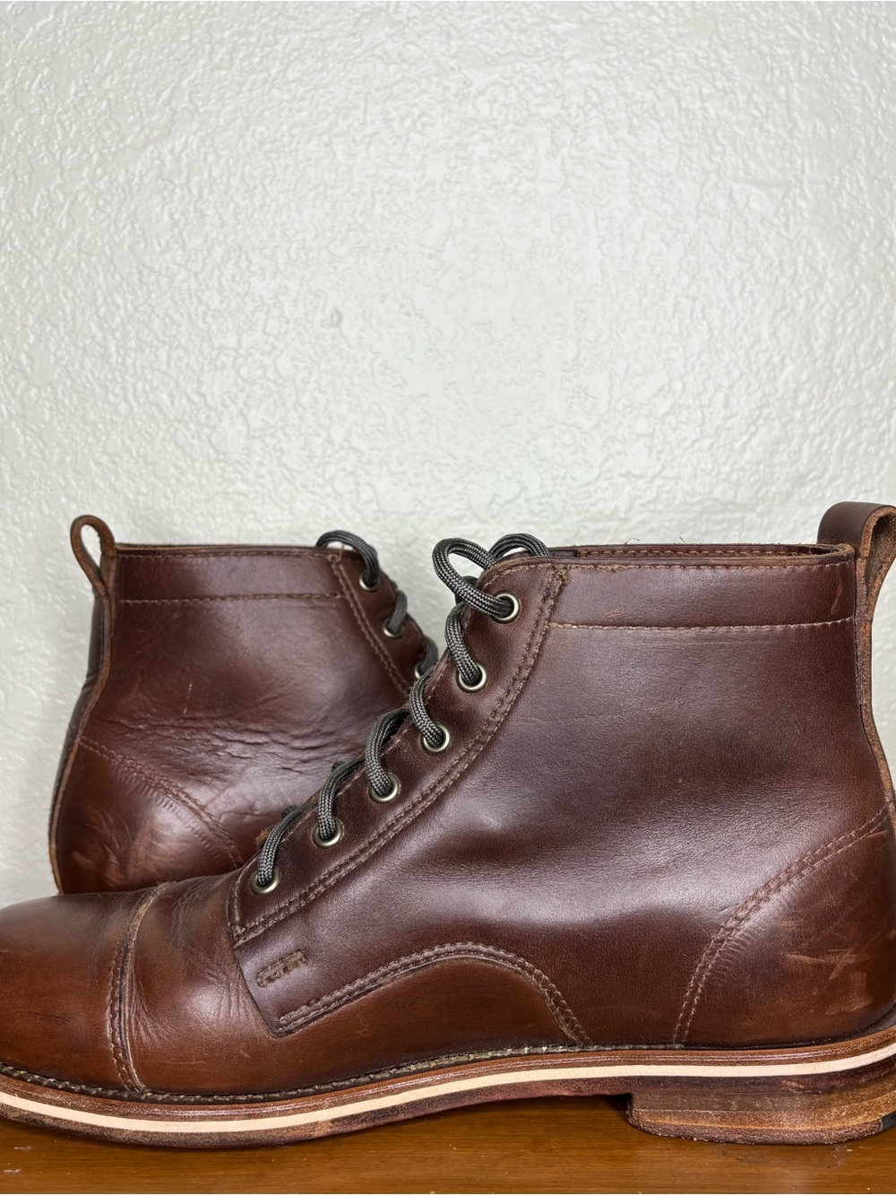 Helm The Zind Mens Brown Leather Lace Up Ankle Boots Size 8.5 Made in USA - Picture 3 of 10
